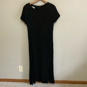 Laura Ashley Elegant Black Maxi Dress, Vintage 90’s, Size 8, Floral Jacquard